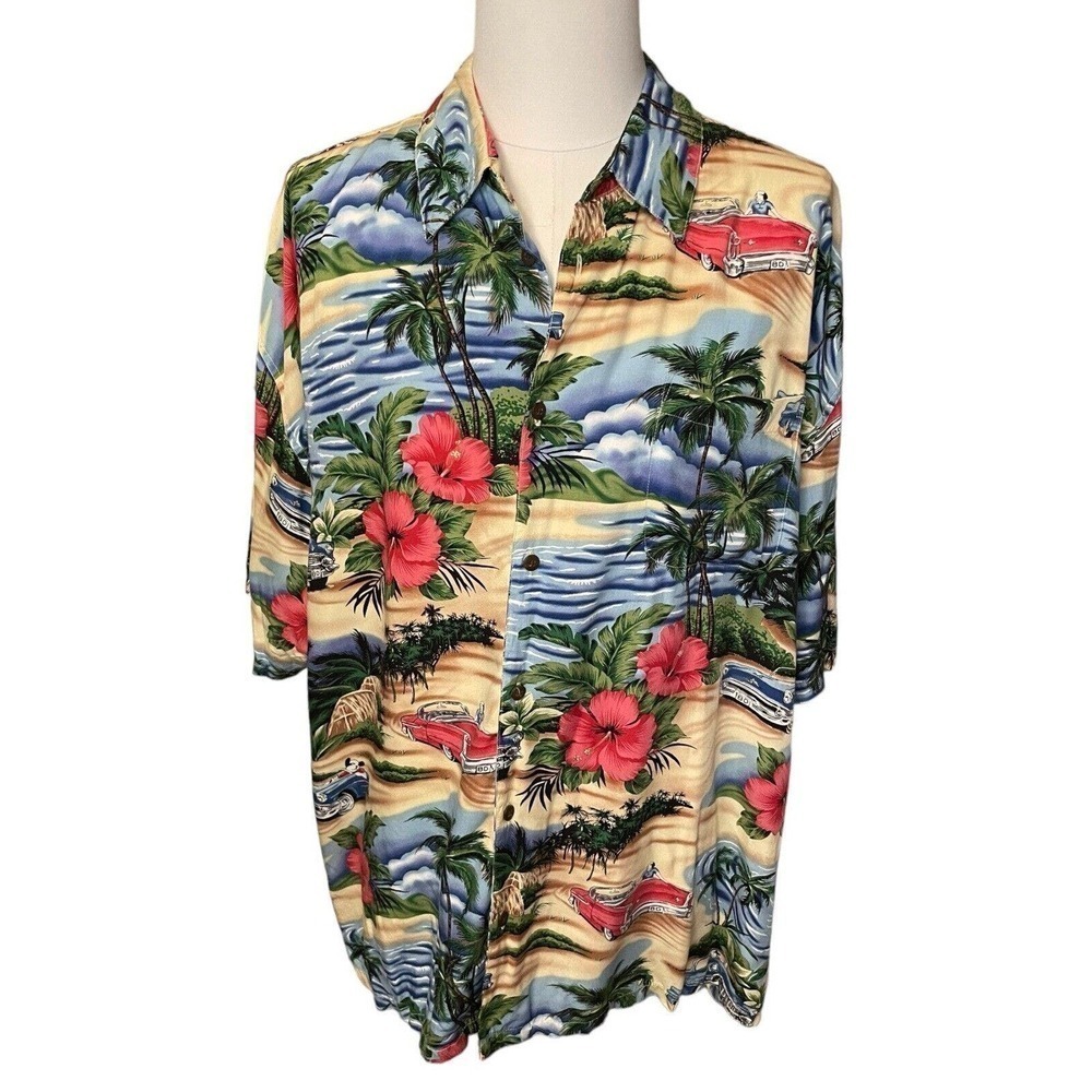 Big Dogs 4X Men’s Hawaiian Camp Shirt Tropical Coastal Beachy Vacation Resort